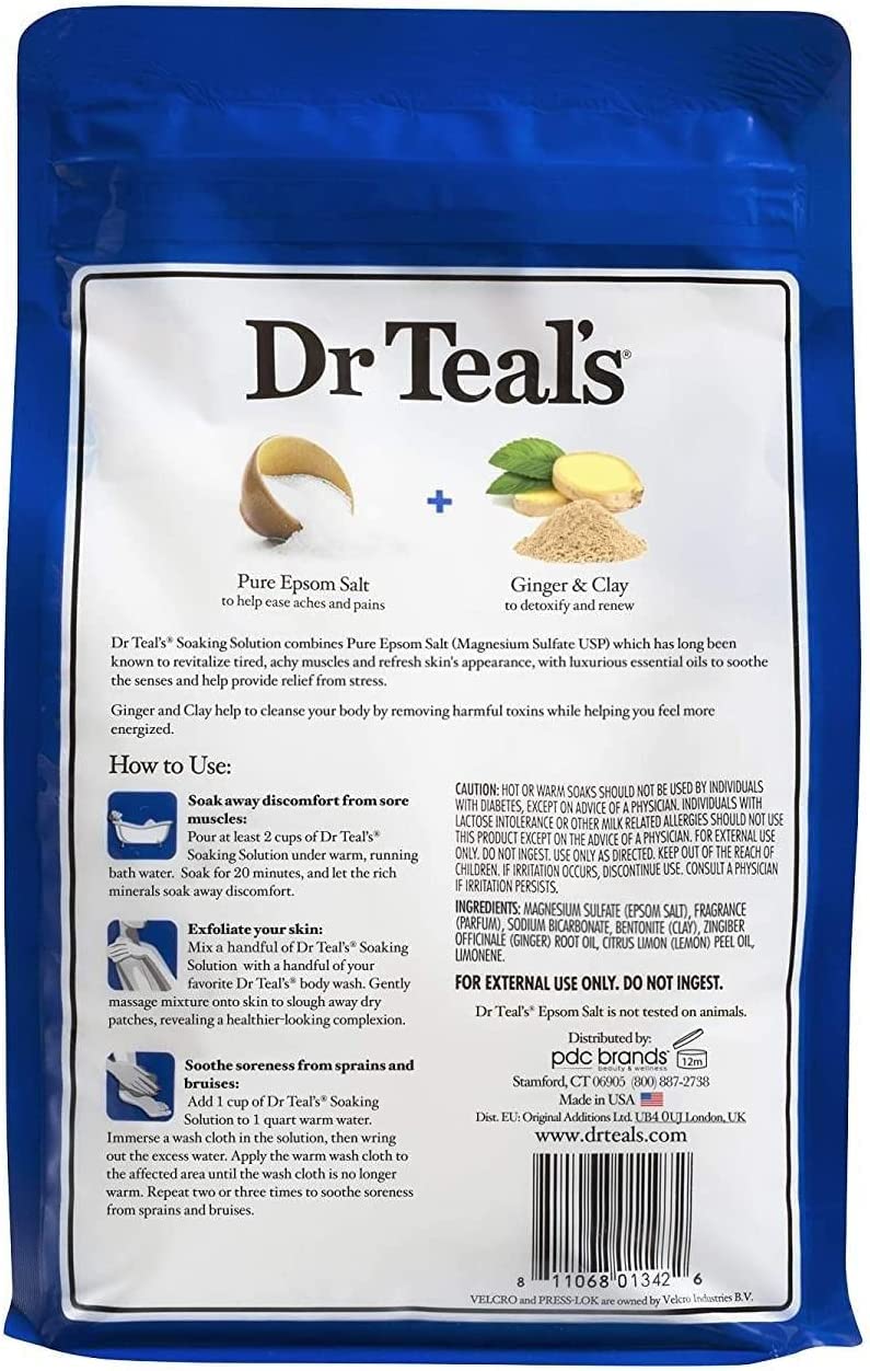 Dr Teal's Epsom Salt, Detox Ginger and Clay, 4 Count